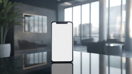 Poster - Modern Smartphone Display Mockup in Minimalist Office Environment