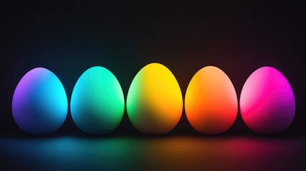 Poster - Vibrant Colorful Eggs with Neon Glow Against Dark Background