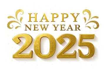 Leinwandbilder - happy new year 2025, gold color effect text on white background. happy new year celebrate