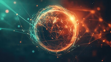 Poster - Abstract Digital Globe with Energy Lines and Illuminated Connections