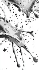 Canvas Print - Abstract grayscale liquid splash design showing dynamic motion