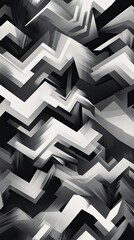 Poster - abstract grayscale geometric zig zag pattern design