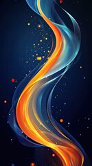 Canvas Print - Abstract swirling orange and blue wave design