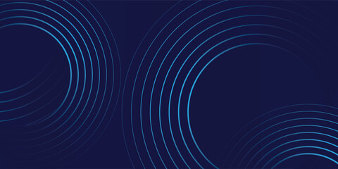 Poster - Abstract blue geometric lines glowing on dark blue background. Modern shiny blue circle lines pattern. Futuristic technology concept