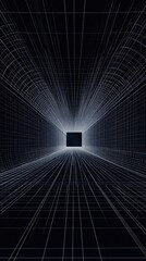 Poster - Abstract Grid Tunnel Leading To Black Square