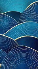 Poster - Abstract Blue and Gold Wave Pattern Art