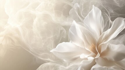 Leinwandbilder - A soft and calming 3D wallpaper featuring a single flower pattern, with light steam drifting upward, creating a serene atmosphere.