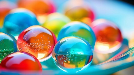 Canvas Print - Close-up of Colorful Jelly Balls on a Plate 