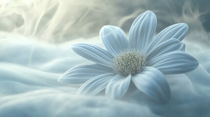 Aufkleber - Close-up of a 3D wallpaper featuring a single flower pattern, with soft steam rising gently in the background, creating a serene atmosphere.