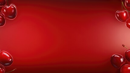Poster - Red cherries on a smooth red gradient background, with an empty area in the center for copy or branding.