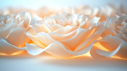 Wall Mural - Minimal rose concept. Beautiful close-up of delicate white roses with soft lighting and elegant petals.