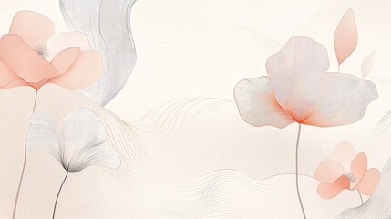 Leinwandbilder - Soft 3D wallpaper with line art in a delicate pattern on a light background, conveying simplicity and elegance in design.