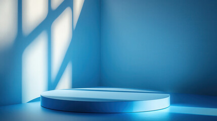 Poster - Modern 3D Podium in Vibrant Blue Tones for Product Display and Presentation