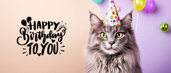  Happy Birthday to You: Adorable Cat in Party Hat Celebrates