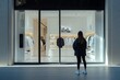 © ngamaz - Woman window shopping at a modern minimalist clothing store.