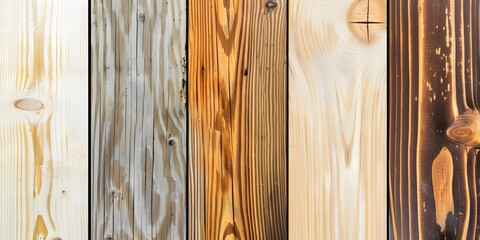 Wall Mural - Detailed close-up of various wood textures highlighting unique grain and surface patterns