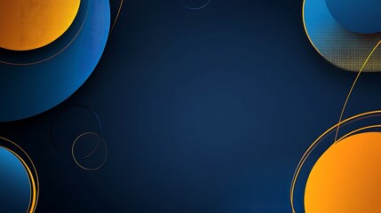 Fototapete - An abstract digital design background with a modern and professional feel. The design should feature a smooth gradient blending of deep navy blue,and warm golden yellow.
