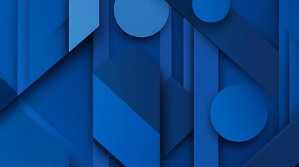 Poster - flat abstract geometric vector background, blue color.
