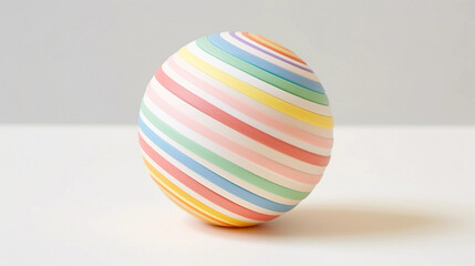 Canvas Print - Colorful Pastel Three-Dimensional Ball on White Surface