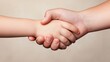 © TGIF - Mutual agreement action children handshake image neutral background close-up view trust and cooperation concept