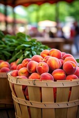 Wall Mural - Fresh Peaches at Outdoor Market 