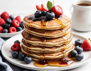 Wall Mural - pancakes with berries