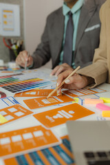 the web design team is consulting to exchange ideas on how to develop digital products, a team of we
