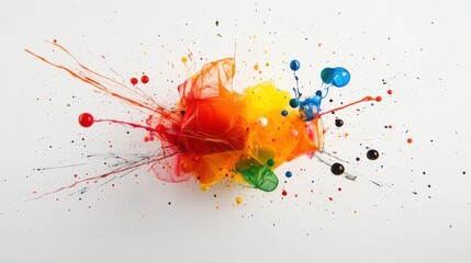 Vivid Color Droplets Explosion: High-Speed Collision Art on Clean Background
