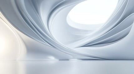 Poster - Abstract Architecture Design with Flowing White Curves and Light