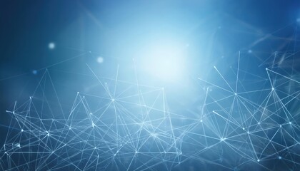 Poster - A digital abstract background featuring a network of lines and nodes, creating a sense of depth and connectivity in a luminous blue environment.