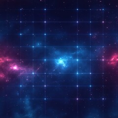 Wall Mural - Blue and red galaxy with a grid of stars