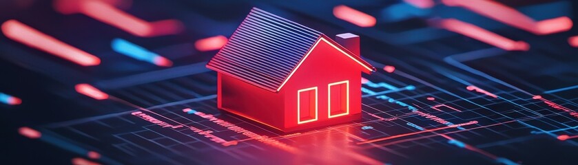 Poster - Exploring smart home technology a modern house on digital interface futuristic environment digital art