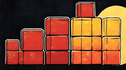 Aufkleber - Dynamic growth of abstract shapes digital art vibrant color palette modern concept high contrast