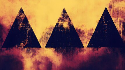 Poster - Abstract art composition featuring triangular shapes digital design vibrant background contemporary style