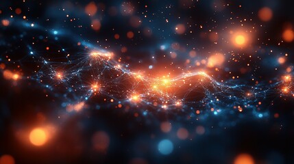 Poster - Abstract Network Nodes Illuminated With Glowing Lights