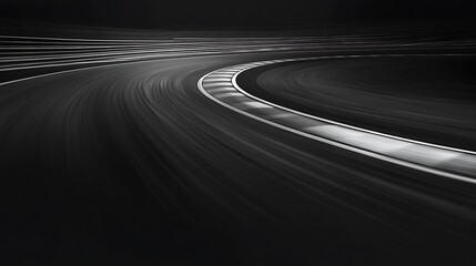 Poster - Fast race track curve at night, motion blur.