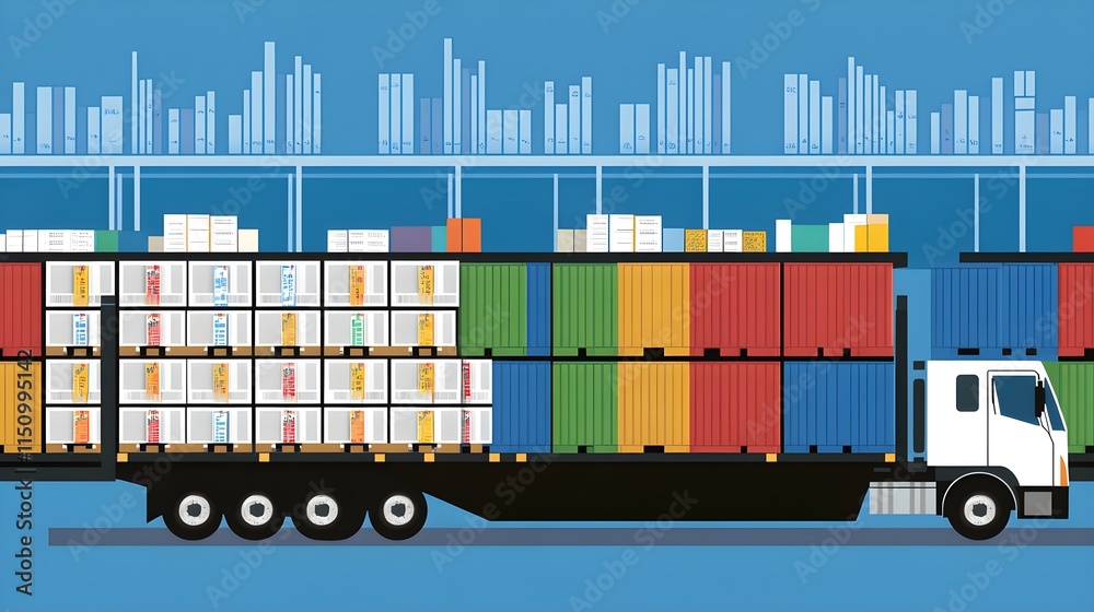 Loading containers onto a truck in a warehouse logistics operations ...