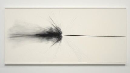 Poster - Abstract monochrome artwork featuring a dark, radiating burst emanating from a central line against a light background.