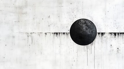 Poster - Abstract black circle on grunge white wall.