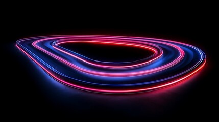 Poster - Abstract neon light trails forming a ring shape on black background.