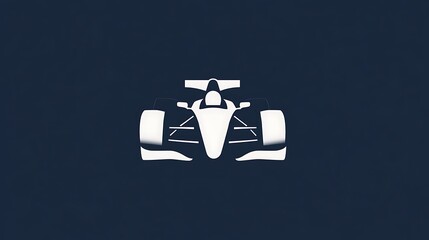 Aufkleber - Minimalist white race car icon on dark blue background.