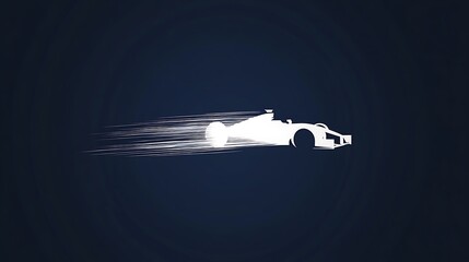 Aufkleber - White silhouette of a fast race car leaving a motion trail on a dark blue background.