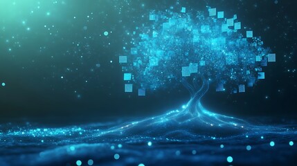 Poster - Glowing digital tree with data blocks. (2)