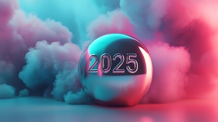 Shiny sphere displays the year two thousand twenty five