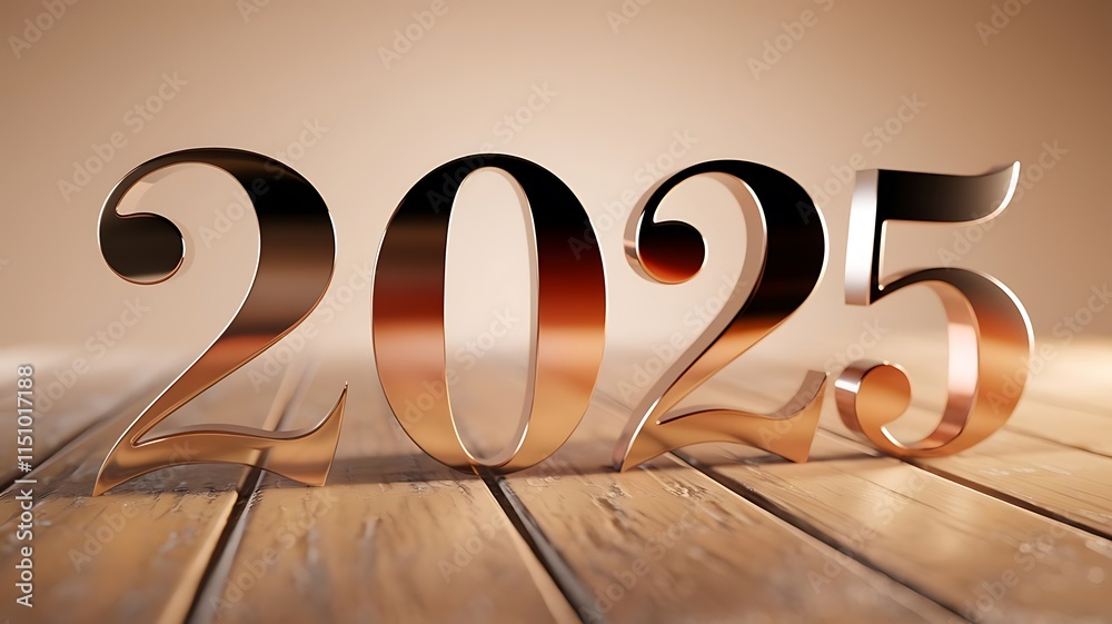Happy New Year 2025, 3D lettering 2025 in a modern, sans-serif font ...