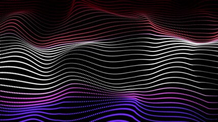 Poster - Abstract multicolored dot line with a dynamic wave. Abstract digital wave dots lines particles , animation cyber, or technology background.