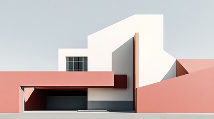 Aufkleber - Modern architecture pink, white facade.