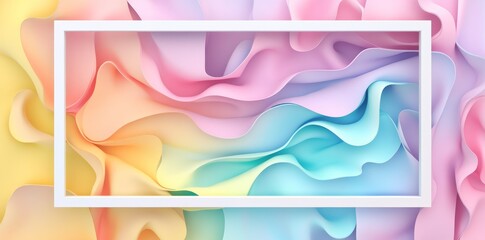 Sticker - Abstract background with colorful waves and a white frame