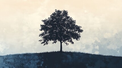 Poster - Dark tree on hill.