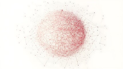 Poster - Red network globe with connecting lines.